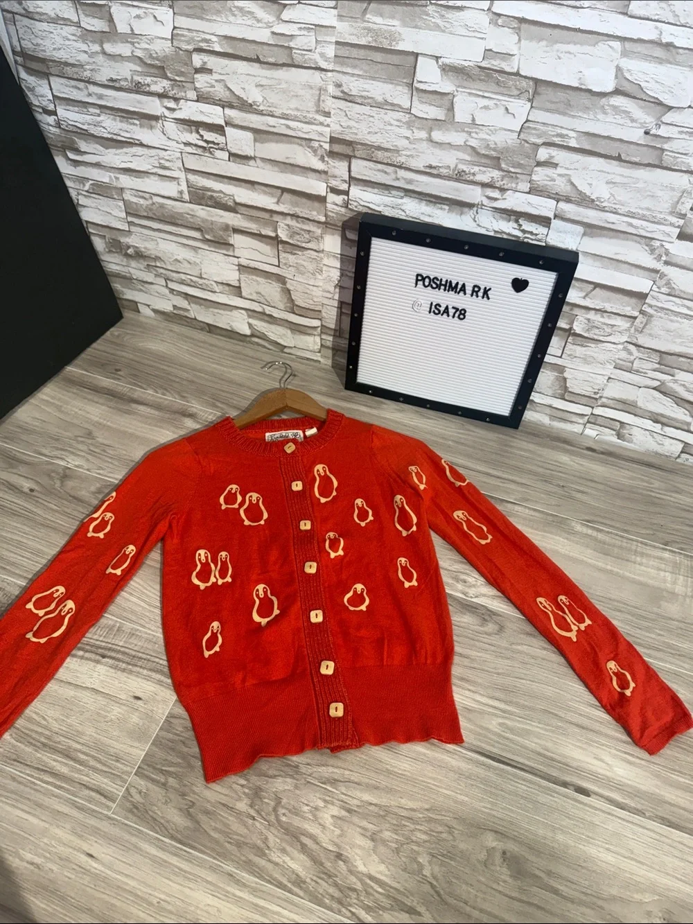 Field Flower by Anthropologie XS cardigan featuring an all-over flocked penguin